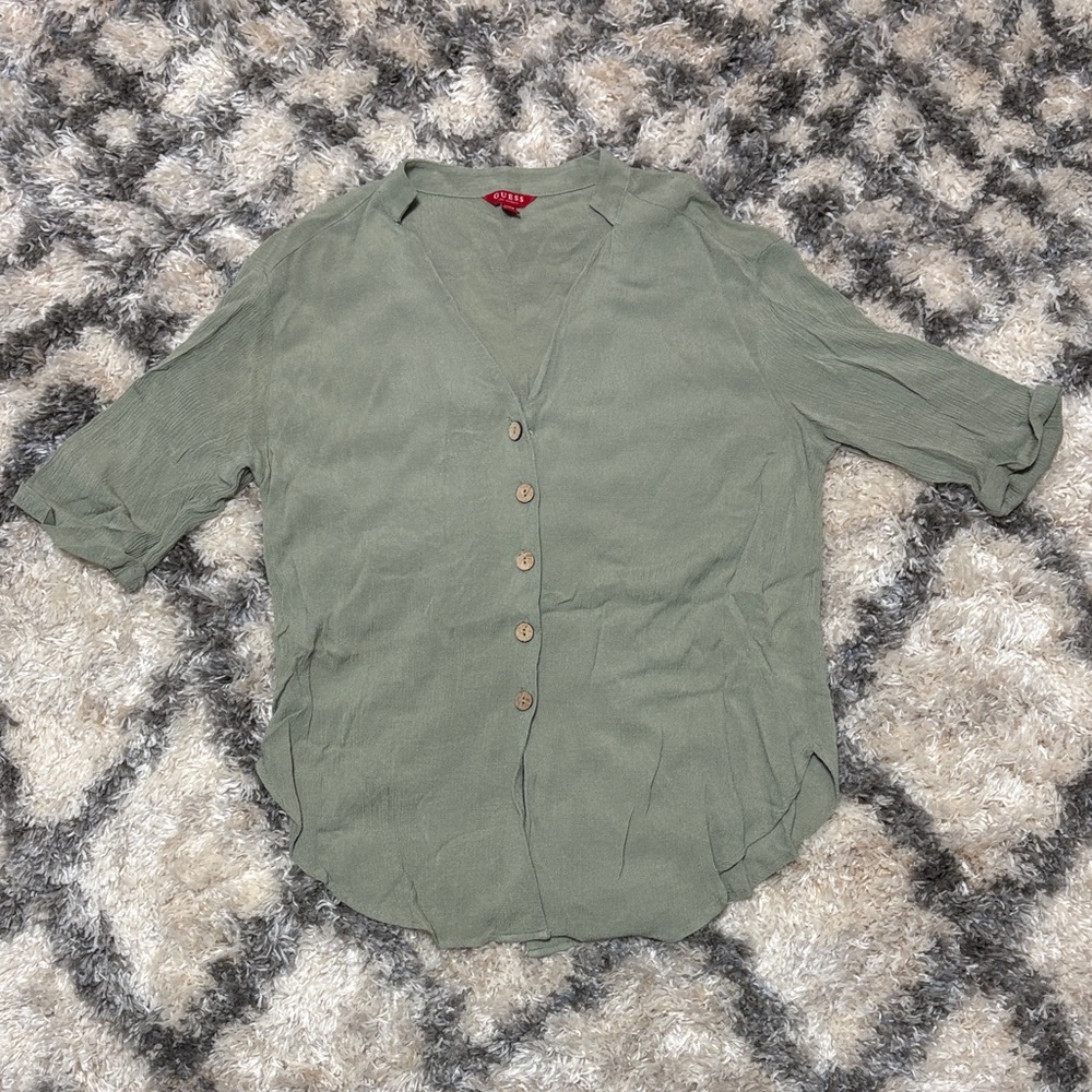 Guess Sage Green Button-Down Women's Shirt